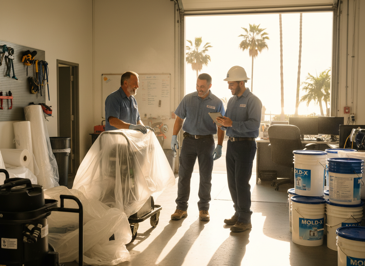 The Mold Remediation Service Corona Del Mar team at work in Corona Del Mar